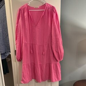 Boden cotton gauze pink flowy dress